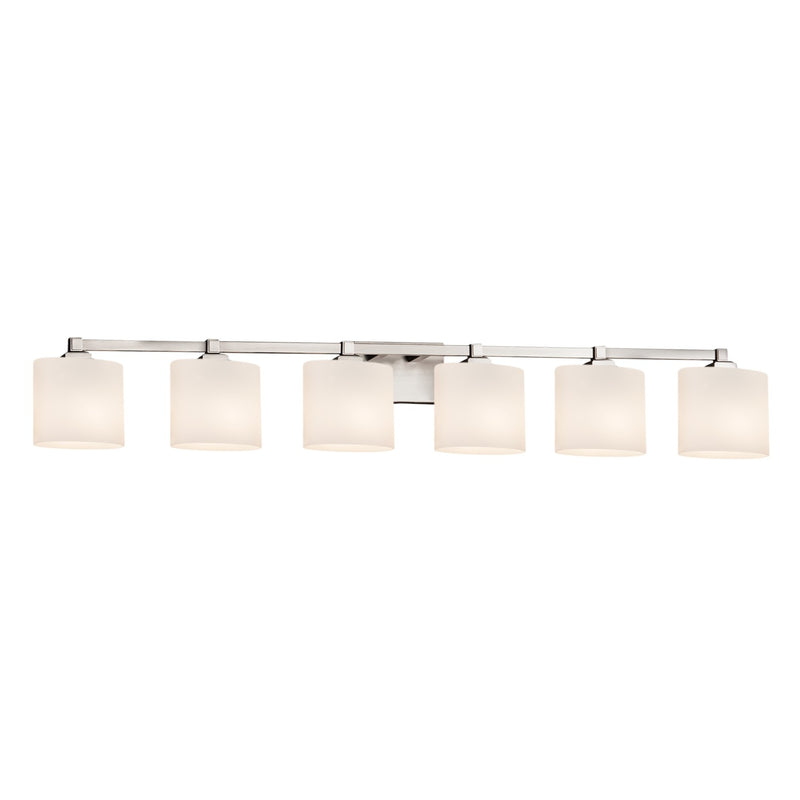 Justice Designs FSN-8436-30-OPAL-NCKL Six Light Bath Bar, Brushed Nickel