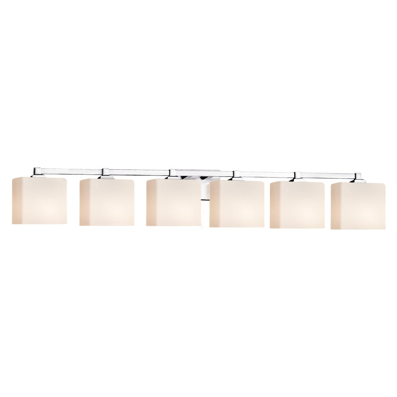 Justice Designs FSN-8436-55-OPAL-CROM Six Light Bath Bar, Polished Chrome