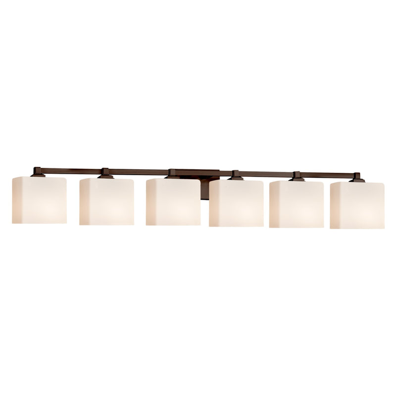 Justice Designs FSN-8436-55-OPAL-DBRZ Six Light Bath Bar, Dark Bronze