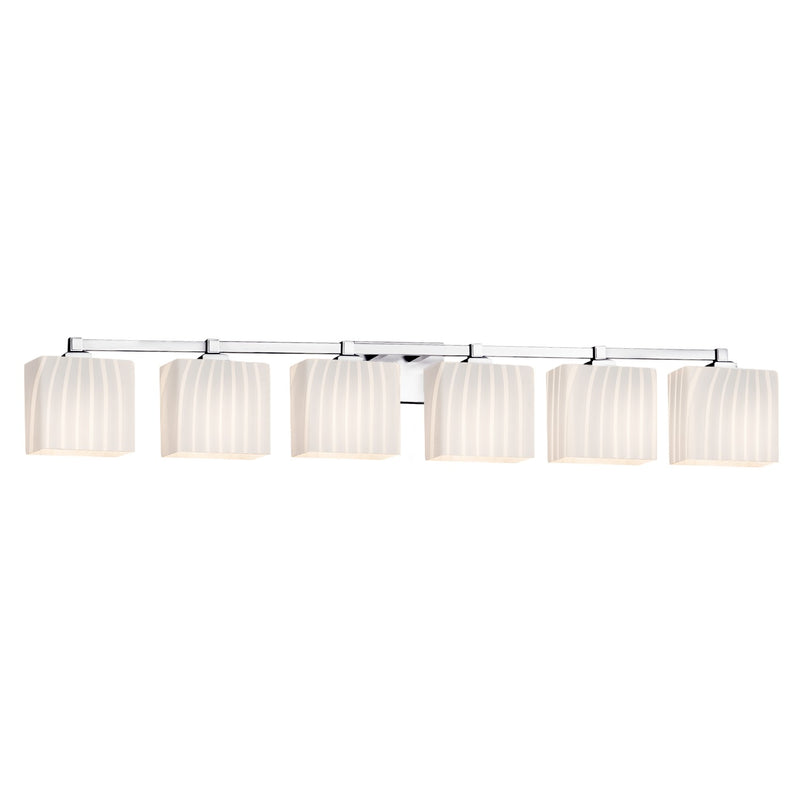 Justice Designs FSN-8436-55-RBON-CROM Six Light Bath Bar, Polished Chrome