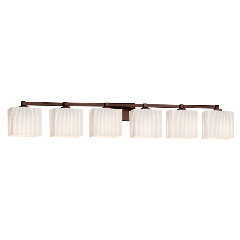 Justice Designs FSN-8436-55-RBON-DBRZ Six Light Bath Bar, Dark Bronze