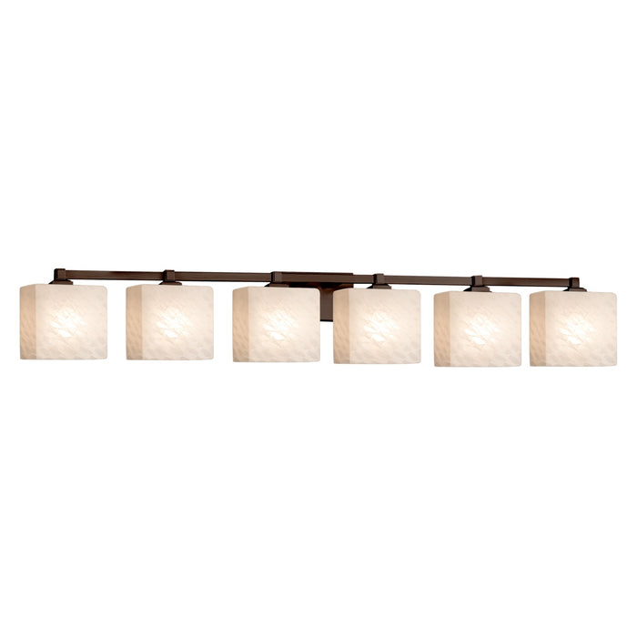 Justice Designs FSN-8436-55-WEVE-DBRZ Six Light Bath Bar, Dark Bronze