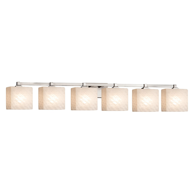 Justice Designs FSN-8436-55-WEVE-NCKL Six Light Bath Bar, Brushed Nickel