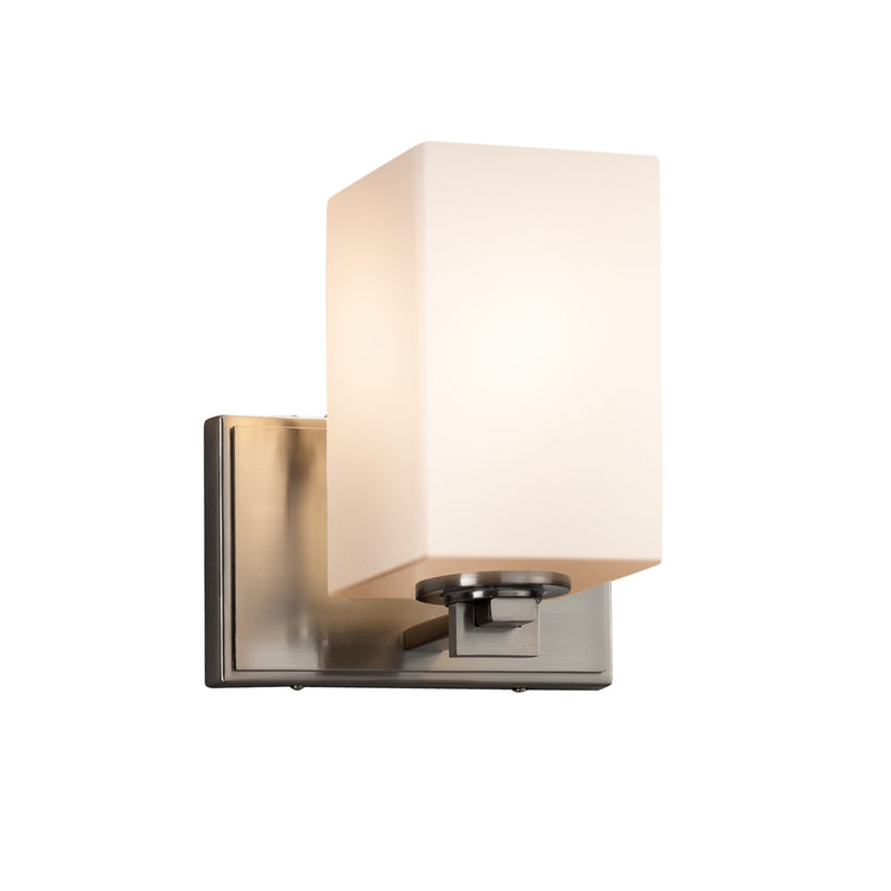 Justice Designs FSN-8441-15-OPAL-NCKL One Light Wall Sconce, Brushed Nickel