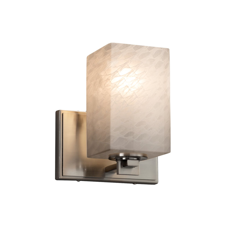 Justice Designs FSN-8441-15-WEVE-NCKL One Light Wall Sconce, Brushed Nickel