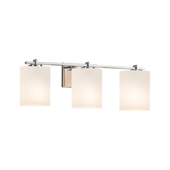 Justice Designs FSN-8443-10-OPAL-CROM Three Light Bath Bar, Polished Chrome