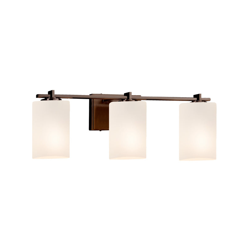 Justice Designs FSN-8443-10-OPAL-DBRZ Three Light Bath Bar, Dark Bronze