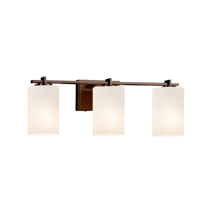 Justice Designs FSN-8443-10-OPAL-DBRZ Three Light Bath Bar, Dark Bronze