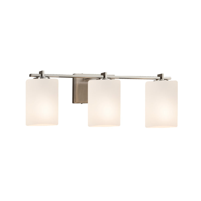Justice Designs FSN-8443-10-OPAL-NCKL Three Light Bath Bar, Brushed Nickel