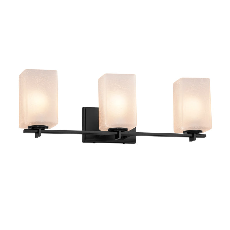 Justice Designs FSN-8443-15-FRCR-MBLK Three Light Bath Bar, Matte Black