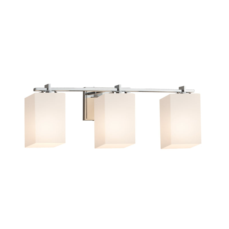 Justice Designs FSN-8443-15-OPAL-CROM Three Light Bath Bar, Polished Chrome