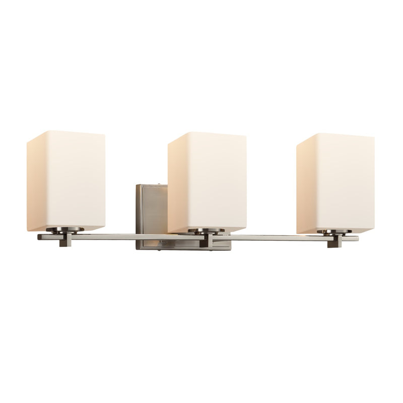 Justice Designs FSN-8443-15-OPAL-NCKL Three Light Bath Bar, Brushed Nickel