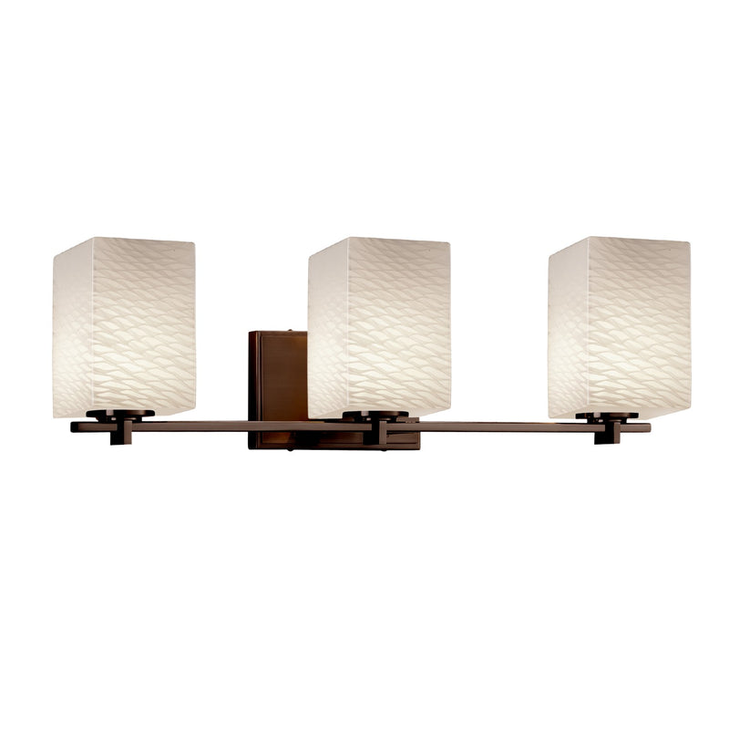 Justice Designs FSN-8443-15-WEVE-DBRZ Three Light Bath Bar, Dark Bronze