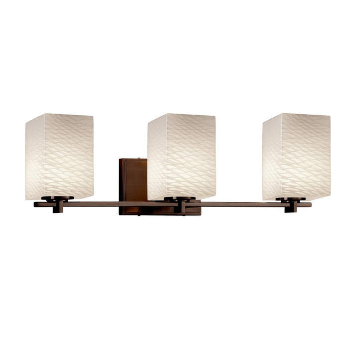 Justice Designs FSN-8443-15-WEVE-DBRZ Three Light Bath Bar, Dark Bronze
