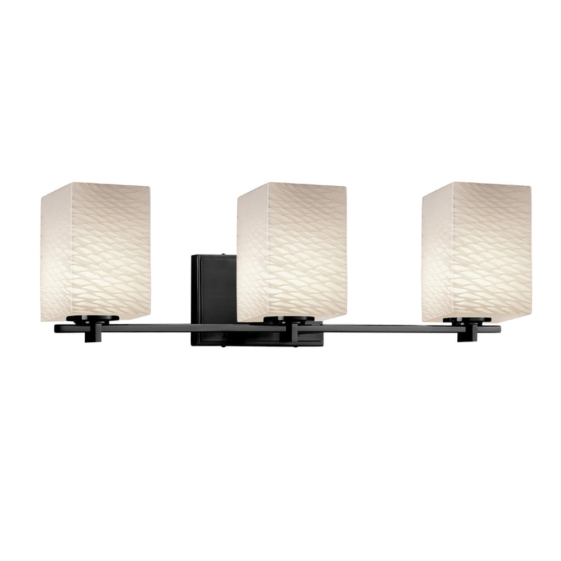 Justice Designs FSN-8443-15-WEVE-MBLK Three Light Bath Bar, Matte Black