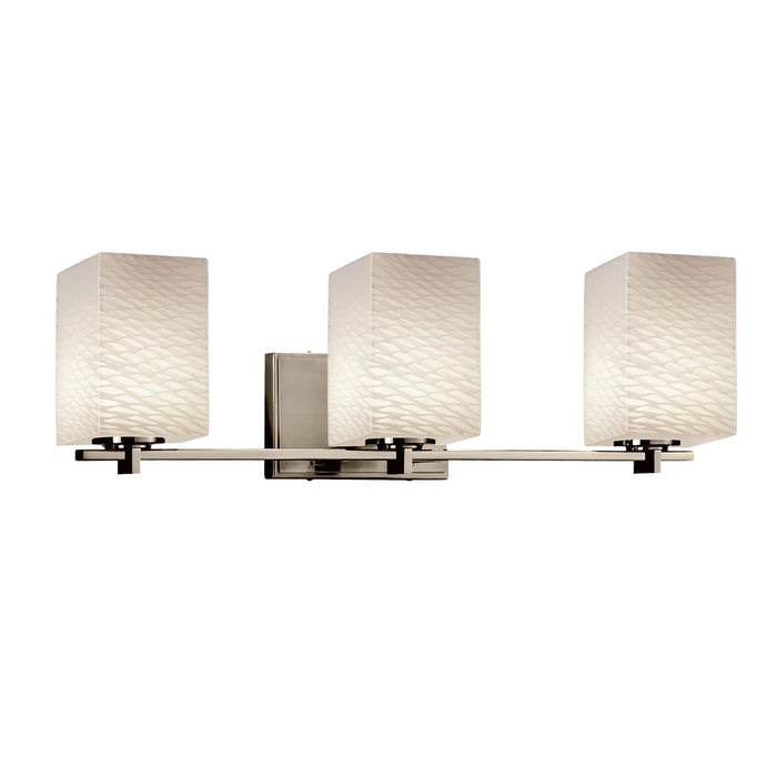 Justice Designs FSN-8443-15-WEVE-NCKL Three Light Bath Bar, Brushed Nickel