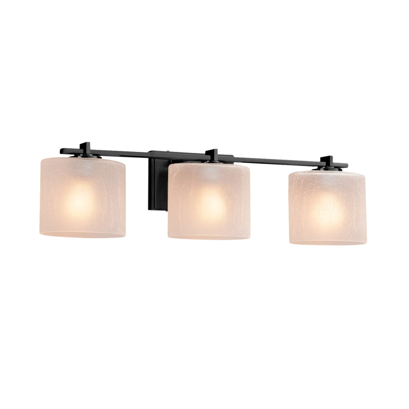 Justice Designs FSN-8443-30-FRCR-MBLK Three Light Bath Bar, Matte Black