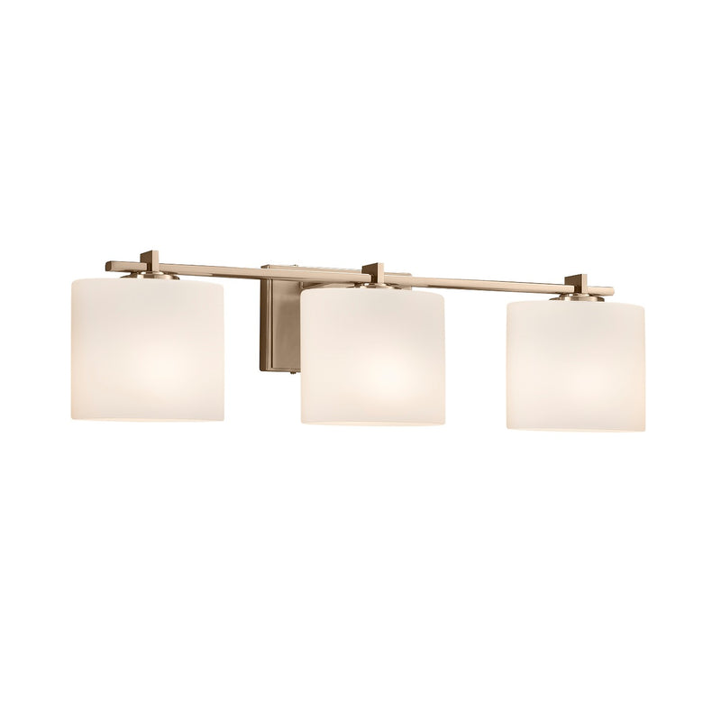 Justice Designs FSN-8443-30-OPAL-BRSS Three Light Bath Bar, Brushed Brass