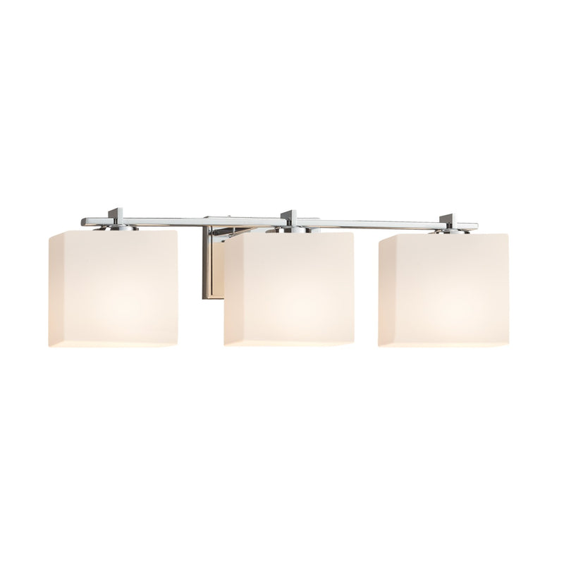 Justice Designs FSN-8443-55-OPAL-CROM Three Light Bath Bar, Polished Chrome