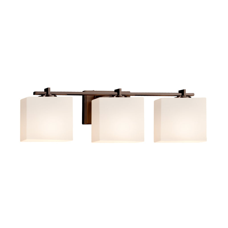 Justice Designs FSN-8443-55-OPAL-DBRZ Three Light Bath Bar, Dark Bronze