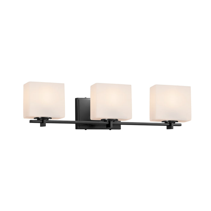 Justice Designs FSN-8443-55-OPAL-MBLK Three Light Bath Bar, Matte Black
