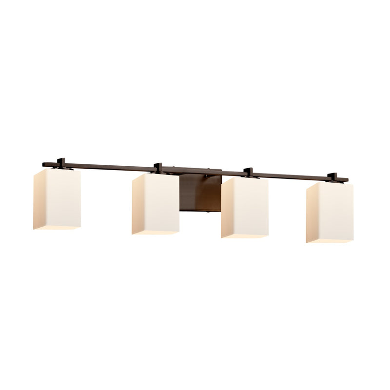 Justice Designs FSN-8444-15-OPAL-DBRZ Four Light Bath Bar, Dark Bronze