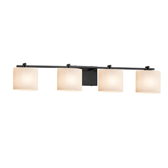 Justice Designs FSN-8444-30-OPAL-MBLK Four Light Bath Bar, Matte Black