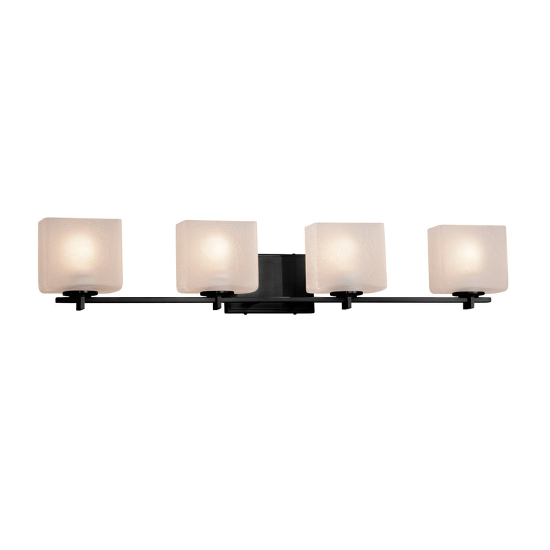 Justice Designs FSN-8444-55-FRCR-MBLK Four Light Bath Bar, Matte Black