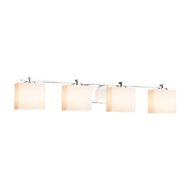 Justice Designs FSN-8444-55-OPAL-CROM Four Light Bath Bar, Polished Chrome