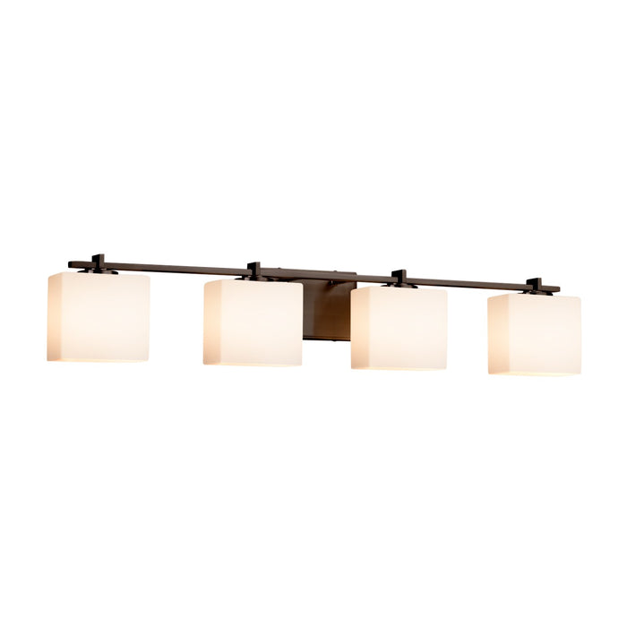 Justice Designs FSN-8444-55-OPAL-DBRZ Four Light Bath Bar, Dark Bronze