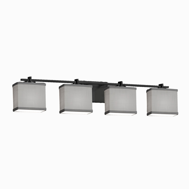 Justice Designs FSN-8444-55-OPAL-MBLK Four Light Bath Bar, Matte Black