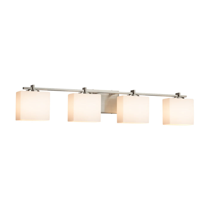Justice Designs FSN-8444-55-OPAL-NCKL Four Light Bath Bar, Brushed Nickel