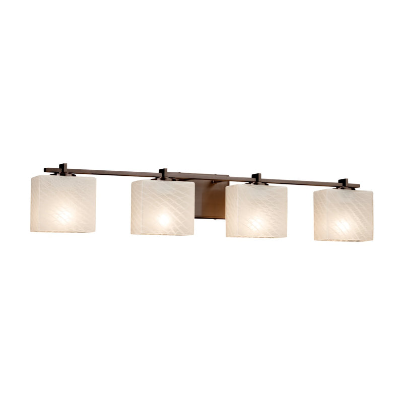Justice Designs FSN-8444-55-WEVE-DBRZ Four Light Bath Bar, Dark Bronze