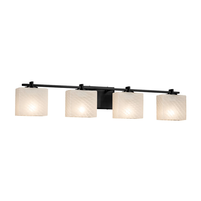 Justice Designs FSN-8444-55-WEVE-MBLK Four Light Bath Bar, Matte Black