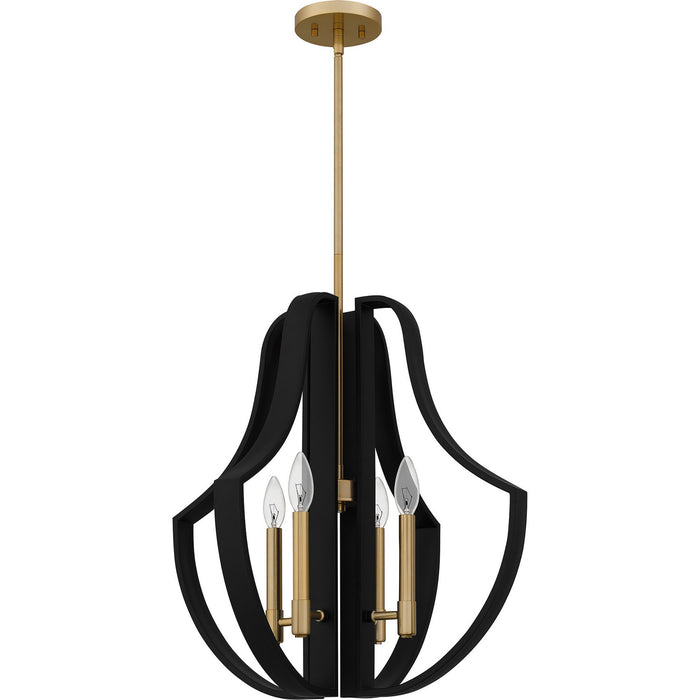 Quoizel QP6188MBK Four Light Pendant, Matte Black