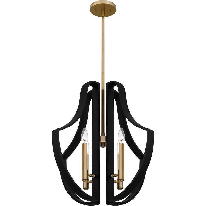Quoizel QP6188MBK Four Light Pendant, Matte Black