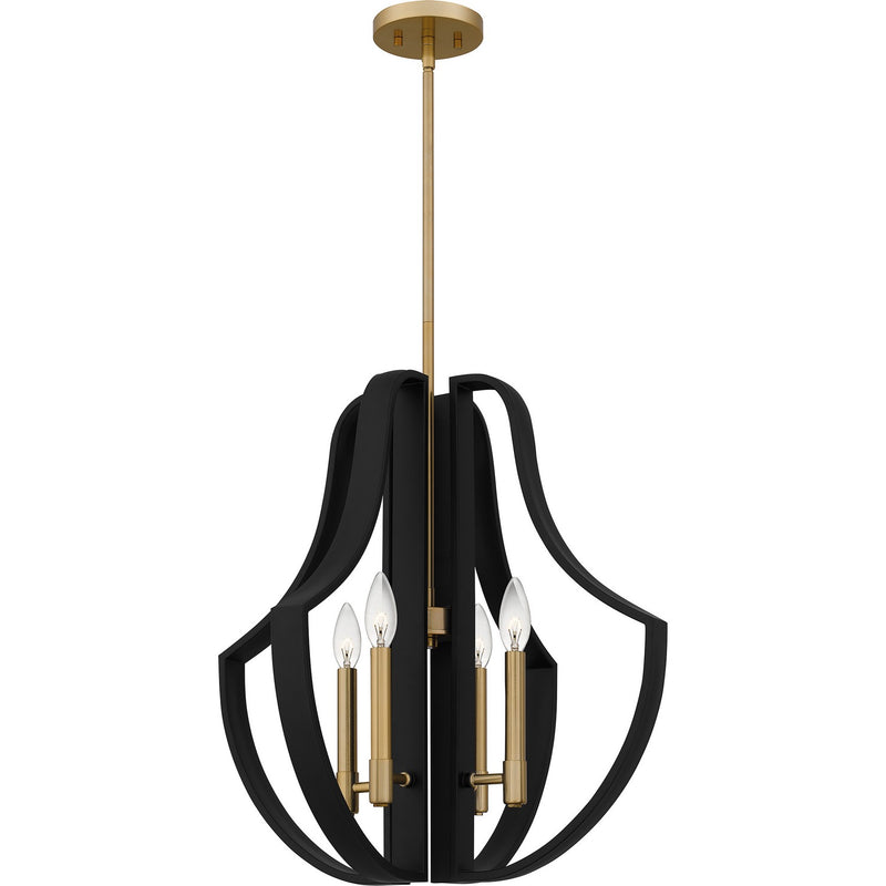 Quoizel QP6188MBK Four Light Pendant, Matte Black
