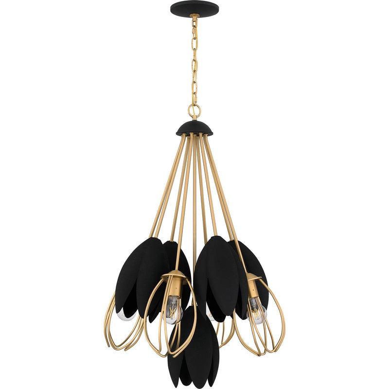 Quoizel QP6214BWS Four Light Pendant, Brushed Weathered Brass