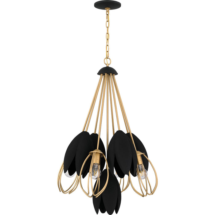 Quoizel QP6214BWS Four Light Pendant, Brushed Weathered Brass