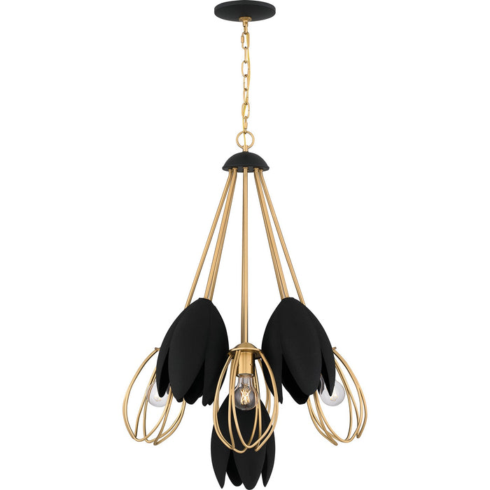 Quoizel QP6214BWS Four Light Pendant, Brushed Weathered Brass