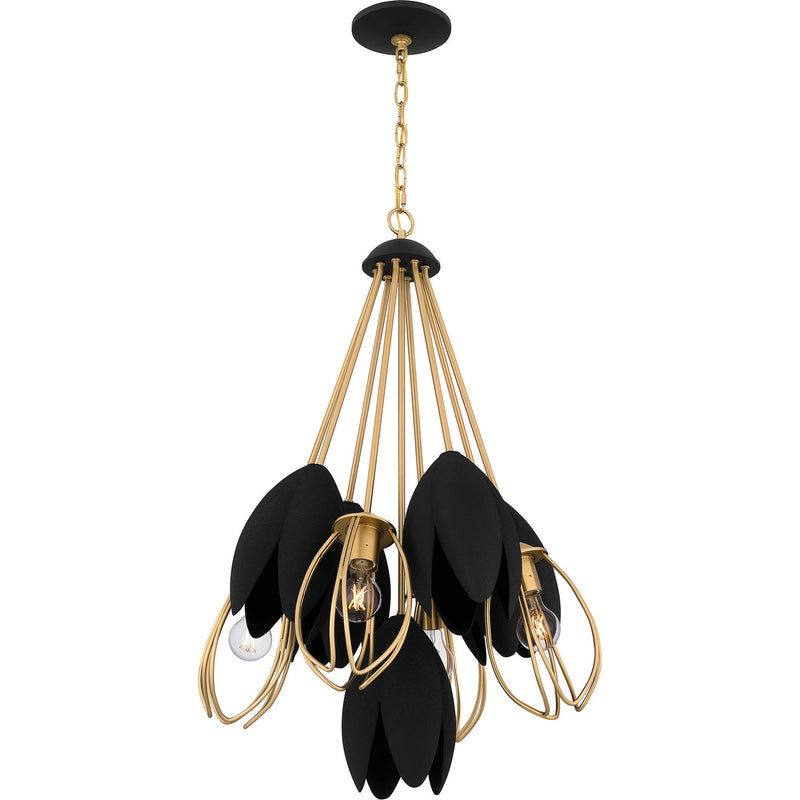Quoizel QP6214BWS Four Light Pendant, Brushed Weathered Brass