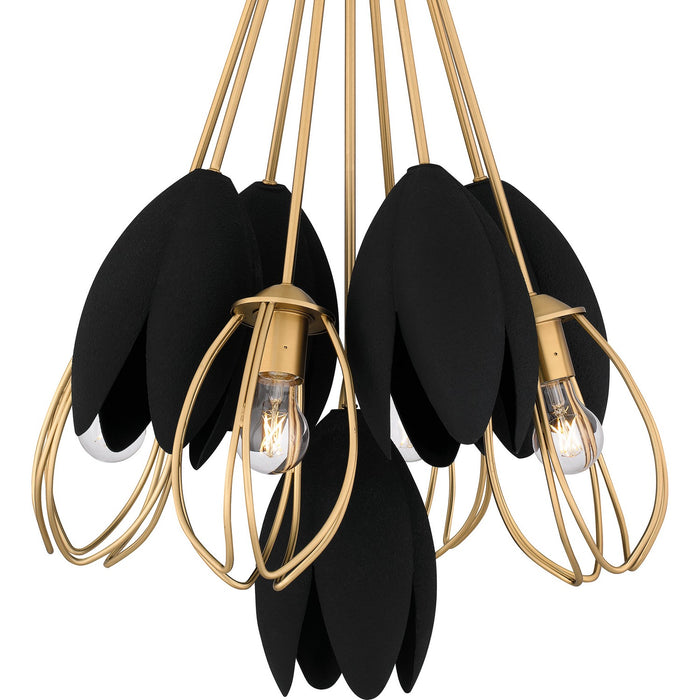Quoizel QP6214BWS Four Light Pendant, Brushed Weathered Brass