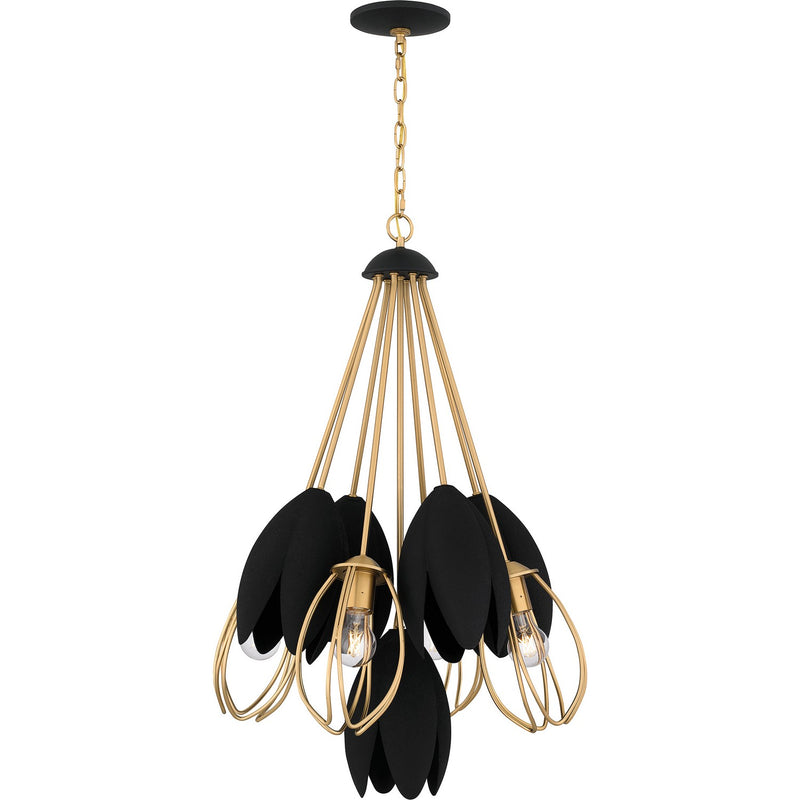 Quoizel QP6214BWS Four Light Pendant, Brushed Weathered Brass