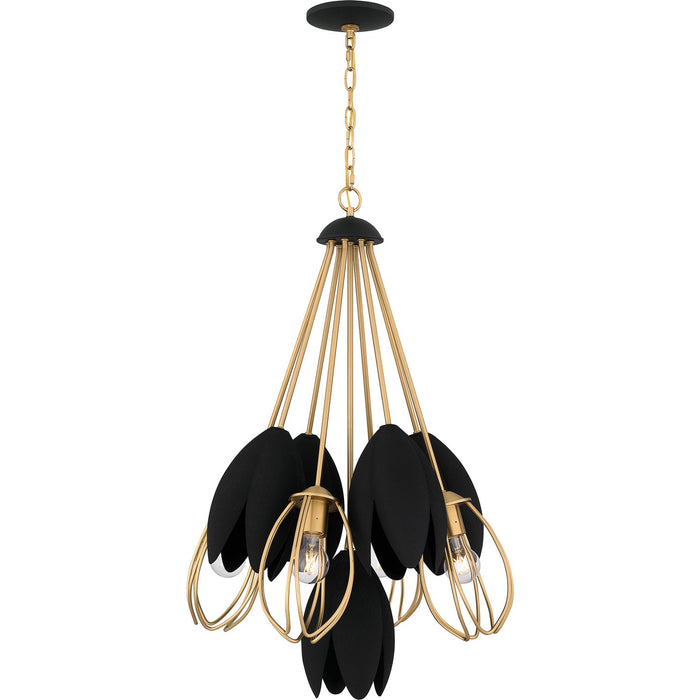 Quoizel QP6214BWS Four Light Pendant, Brushed Weathered Brass