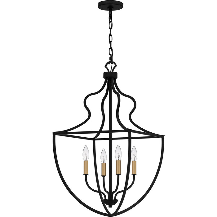 Quoizel QP6215MBK Four Light Pendant, Matte Black