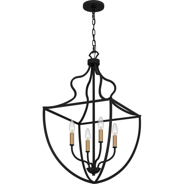 Quoizel QP6215MBK Four Light Pendant, Matte Black