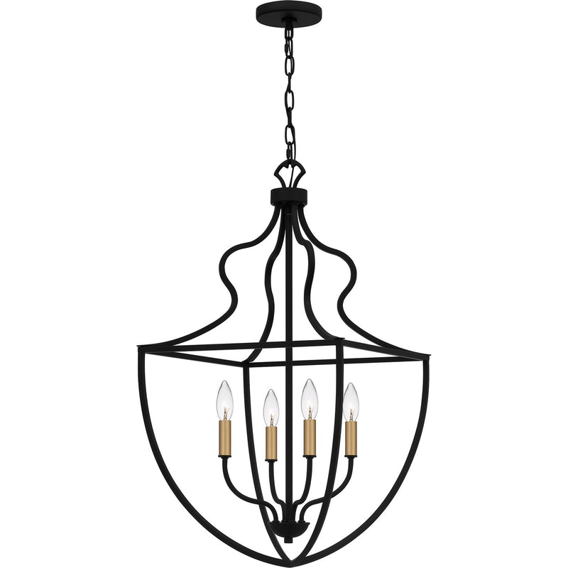 Quoizel QP6215MBK Four Light Pendant, Matte Black