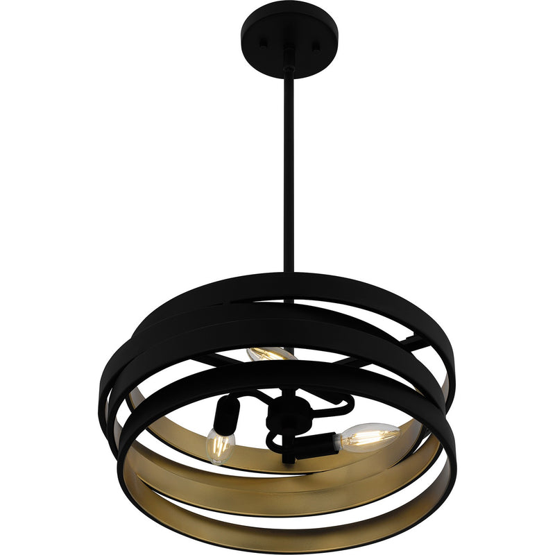 Quoizel QP6223MBK Three Light Pendant, Matte Black