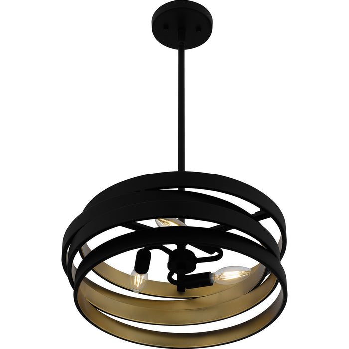 Quoizel QP6223MBK Three Light Pendant, Matte Black