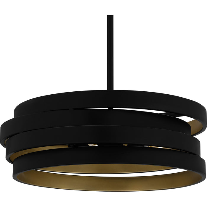 Quoizel QP6223MBK Three Light Pendant, Matte Black